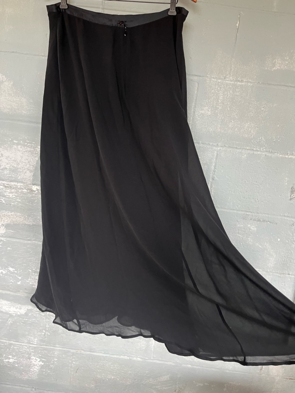 Valerie Stevens Black Silk Maxi Sheer Overlay Lined Formal Size 16 Old Money